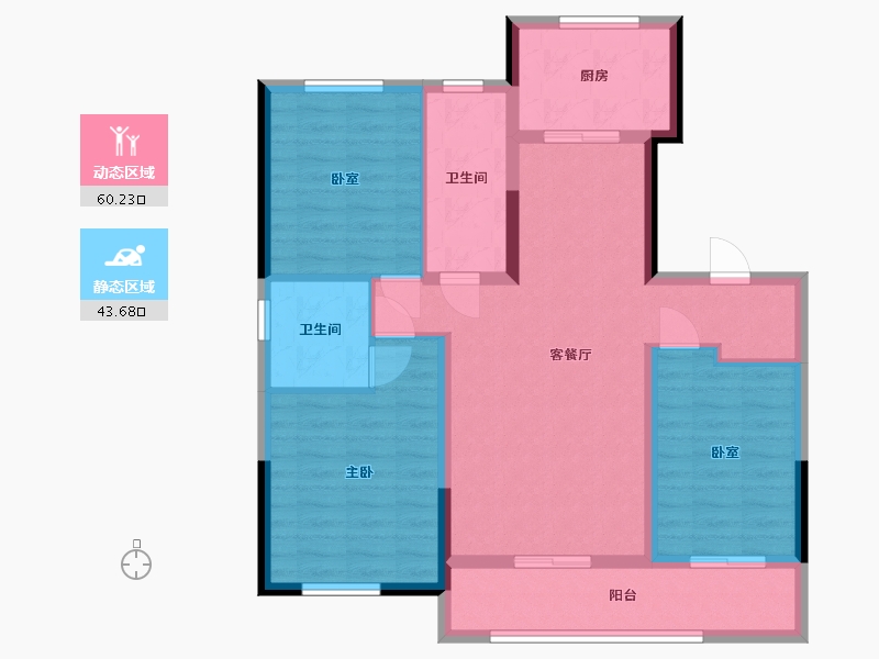 辽宁省-锦州市-翡翠东湖-104.00-户型库-动静分区