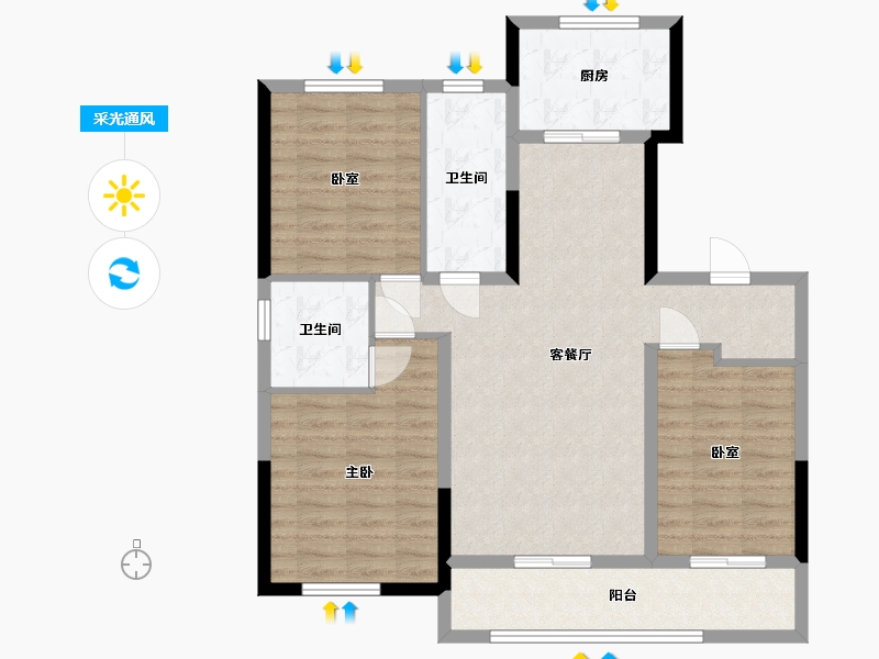 辽宁省-锦州市-翡翠东湖-104.00-户型库-采光通风