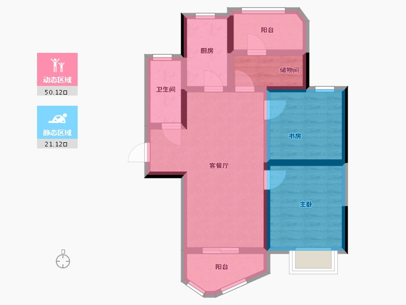 河南省-郑州市-瀚海思念城-108.80-户型库-动静分区