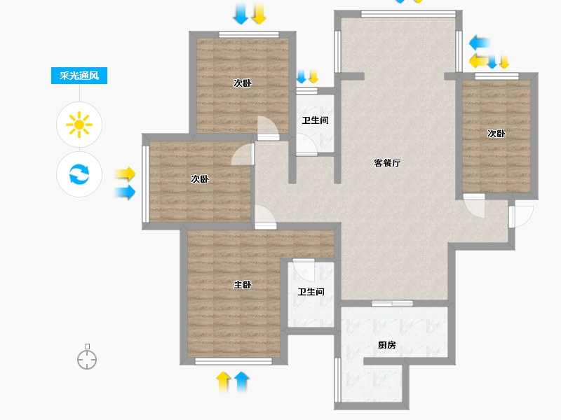 广西壮族自治区-钦州市-正元及第尊府-112.00-户型库-采光通风