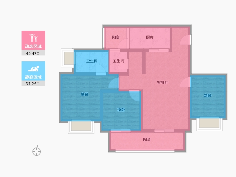 重庆-重庆市-金科星宸海-79.40-户型库-动静分区