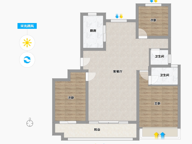 山东省-泰安市-盛世康园-80.00-户型库-采光通风