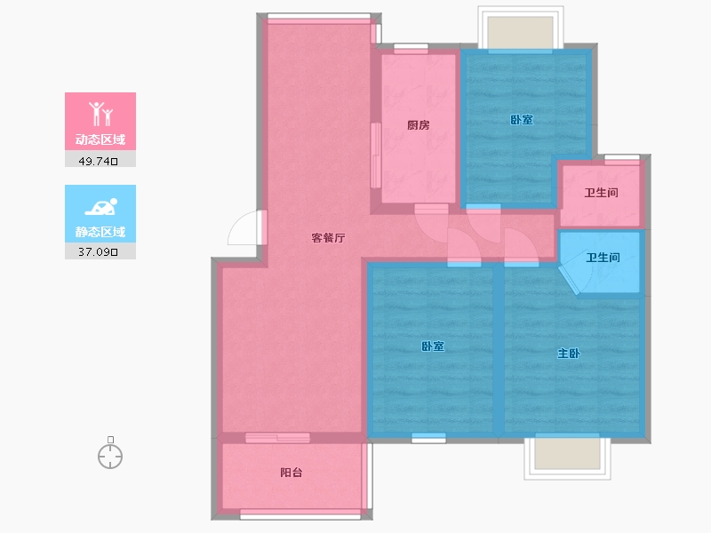 江苏省-苏州市-珠村华庭-82.21-户型库-动静分区