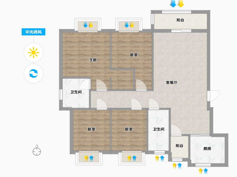 四川省-达州市-国际嘉园三期-97.60-户型库-采光通风