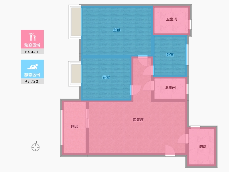 江苏省-苏州市-古宫新村三期-96.00-户型库-动静分区