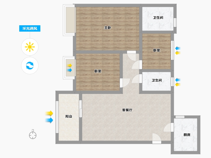 江苏省-苏州市-古宫新村三期-96.00-户型库-采光通风