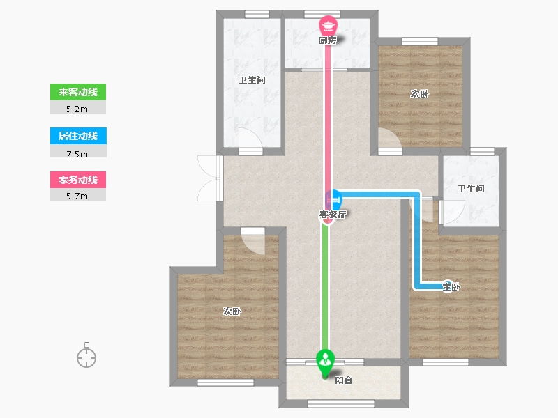 河北省-唐山市-港城柒号院-100.16-户型库-动静线