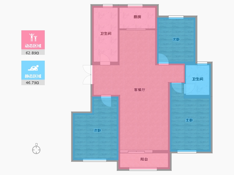 河北省-唐山市-港城柒号院-100.16-户型库-动静分区