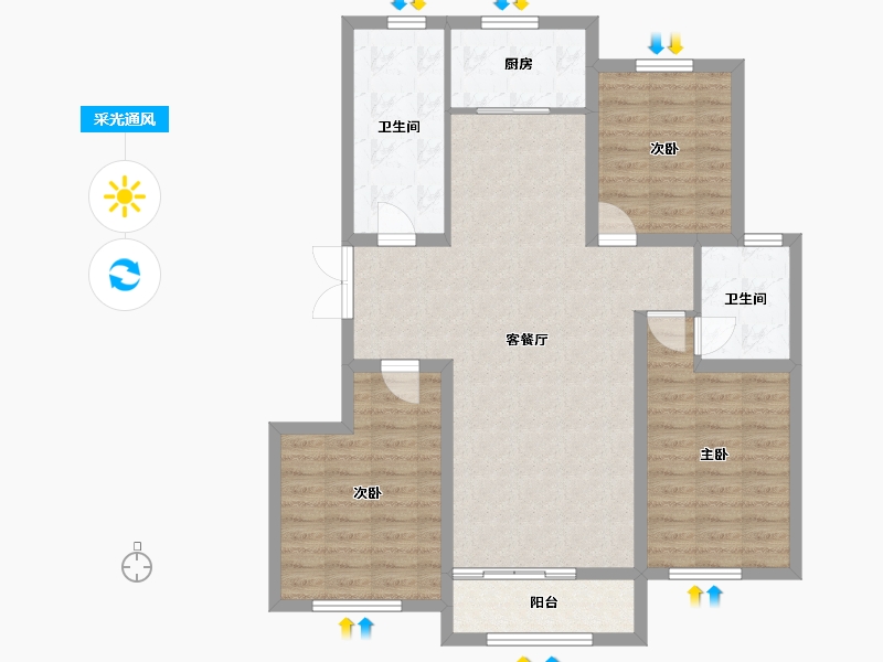 河北省-唐山市-港城柒号院-100.16-户型库-采光通风