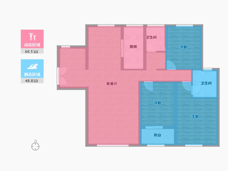 湖南省-常德市-朝阳公馆-96.80-户型库-动静分区