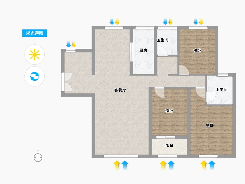 湖南省-常德市-朝阳公馆-96.80-户型库-采光通风