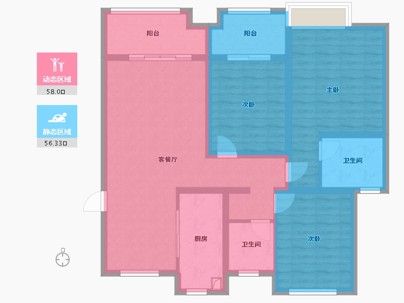 江苏省-徐州市-雨润新城-101.36-户型库-动静分区