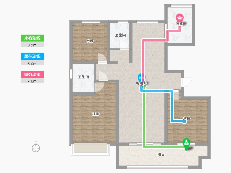 江苏省-泰州市-莲溪-108.00-户型库-动静线