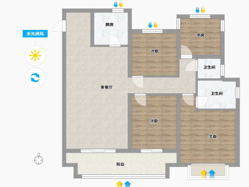 浙江省-温州市-新都华庭-100.80-户型库-采光通风