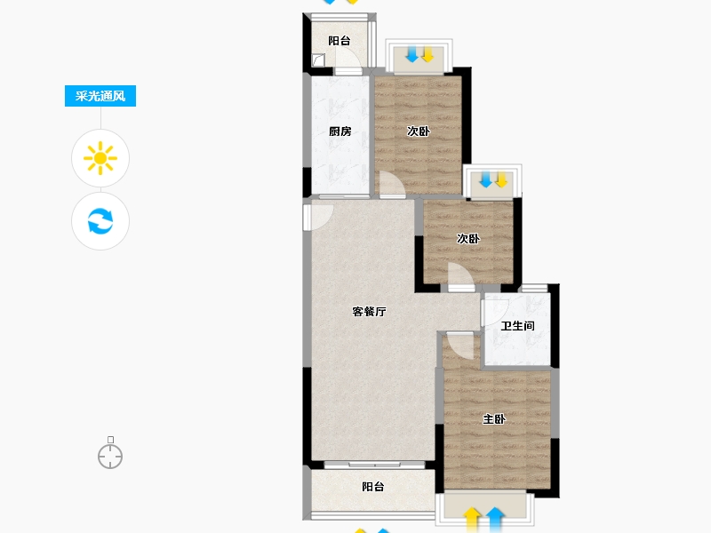 陕西省-汉中市-恒大御景湾-96.00-户型库-采光通风