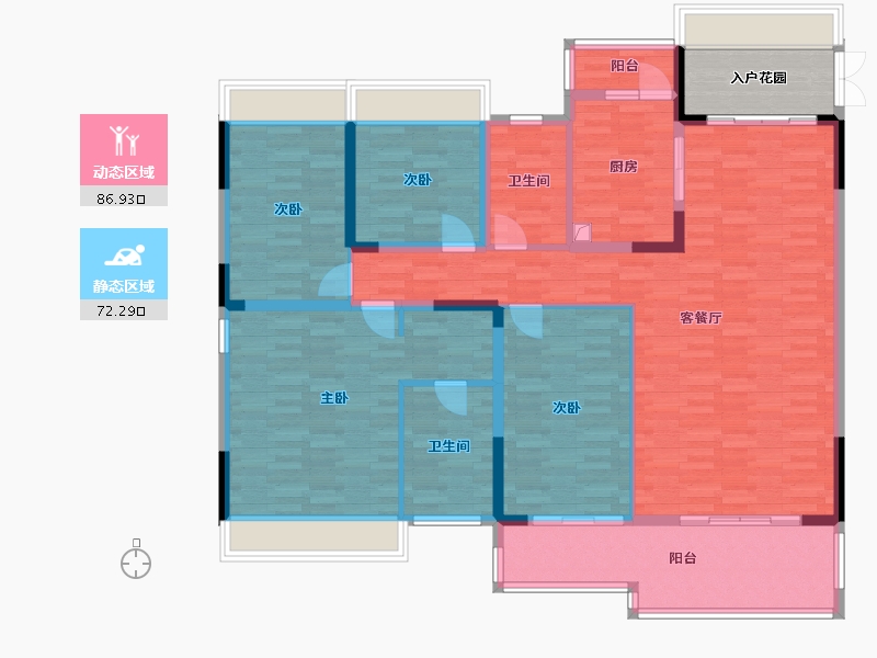 广东省-惠州市-方直珑湖湾-147.31-户型库-动静分区