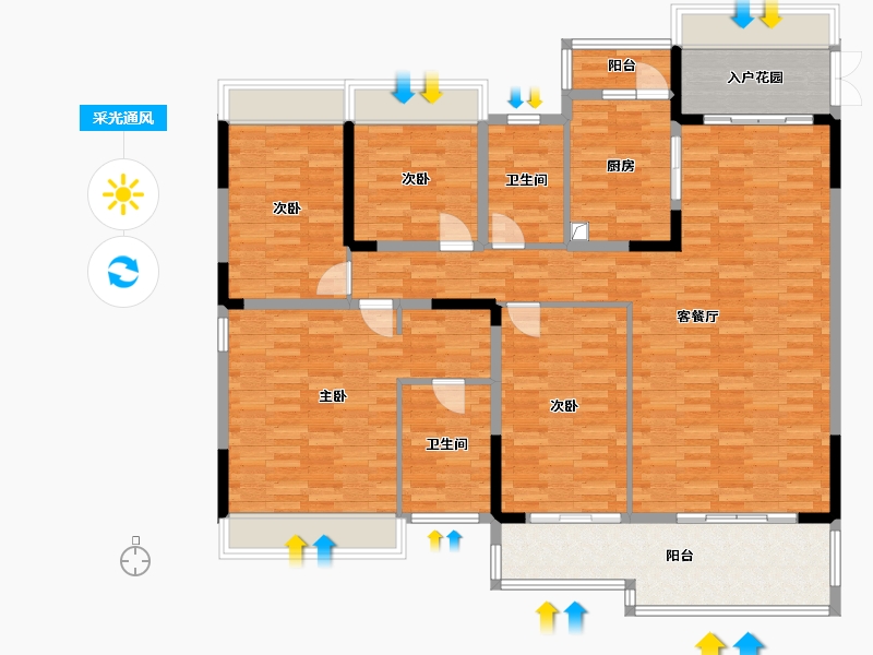 广东省-惠州市-方直珑湖湾-147.31-户型库-采光通风