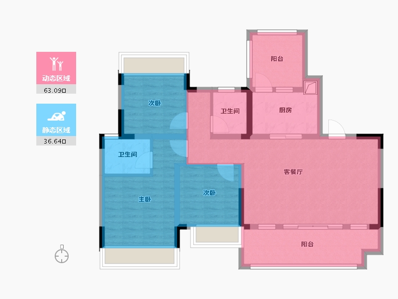 四川省-德阳市-绵竹市剑桥城-87.39-户型库-动静分区