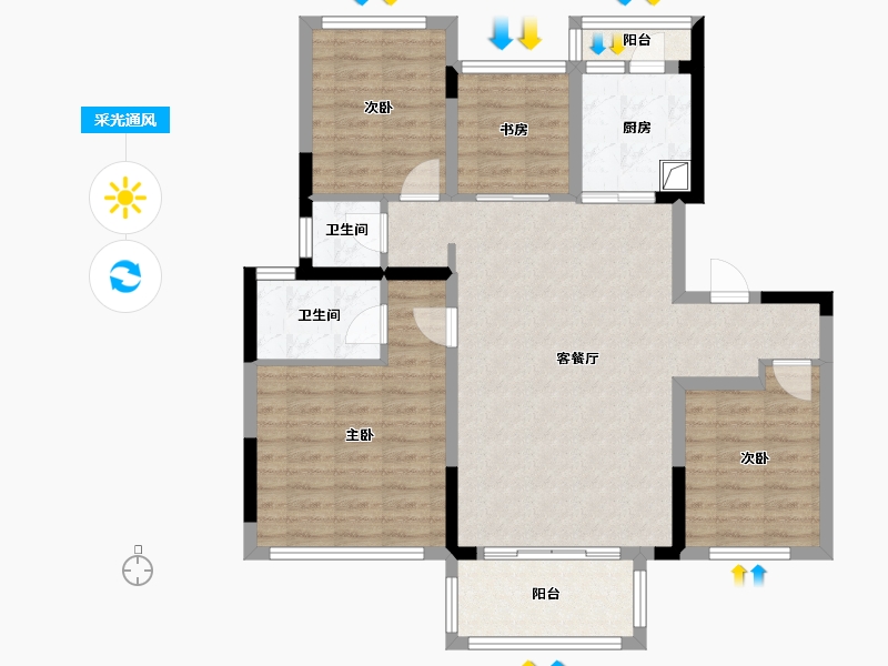 四川省-绵阳市-领地观江府-92.00-户型库-采光通风