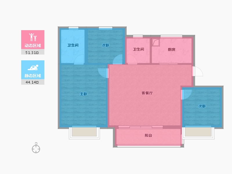 江苏省-南通市-云海尚品-85.71-户型库-动静分区