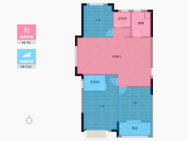 浙江省-宁波市-丁山华庭-93.60-户型库-动静分区