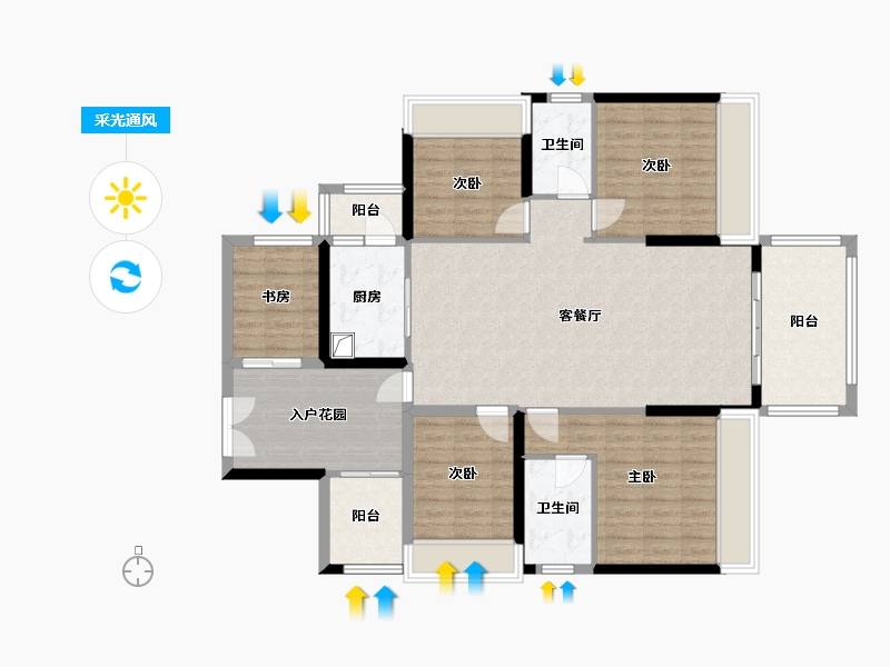 广西壮族自治区-贵港市-迎宾华府-105.82-户型库-采光通风