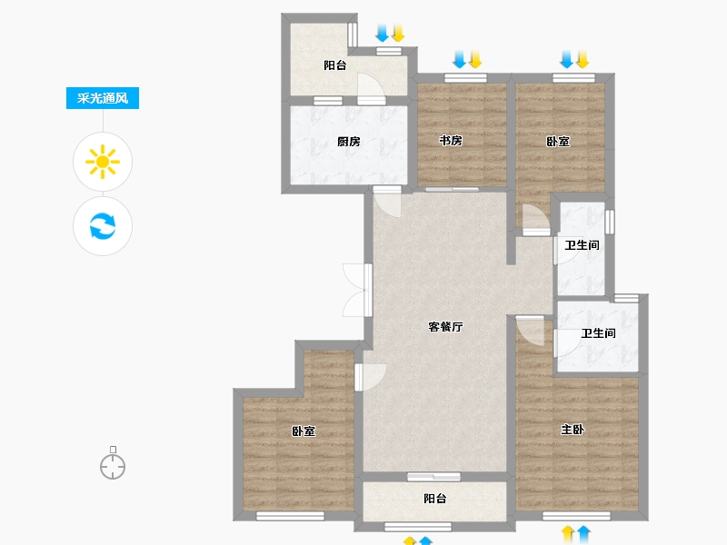 浙江省-宁波市-金隅大成郡一期-99.00-户型库-采光通风