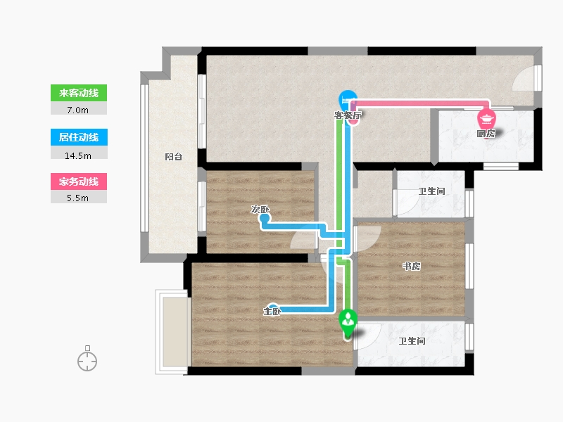 陕西省-咸阳市-兴平小区-90.00-户型库-动静线