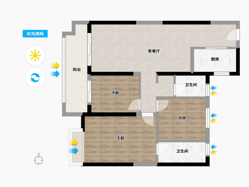 陕西省-咸阳市-兴平小区-90.00-户型库-采光通风