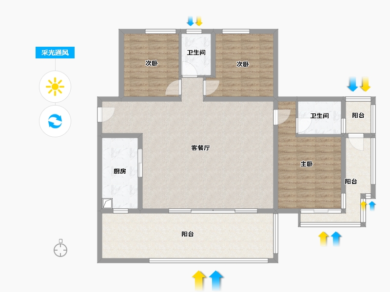 河南省-郑州市-澳龙港湾-124.00-户型库-采光通风