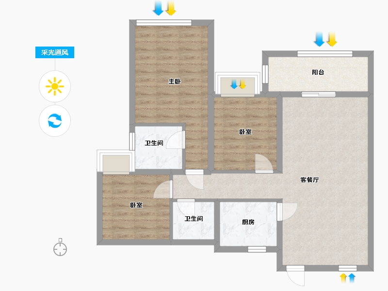 湖北省-黄冈市-蕲春府-86.40-户型库-采光通风