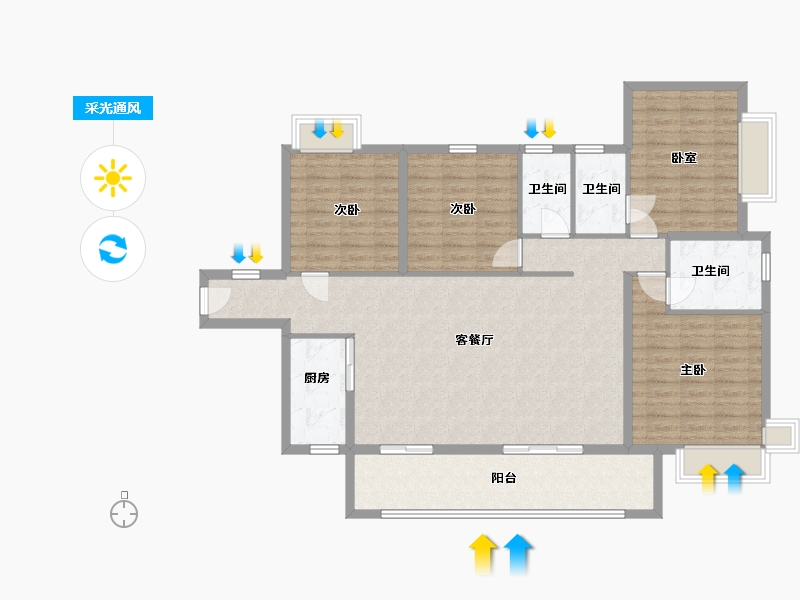 广西壮族自治区-梧州市-泰基帝景湾-128.00-户型库-采光通风