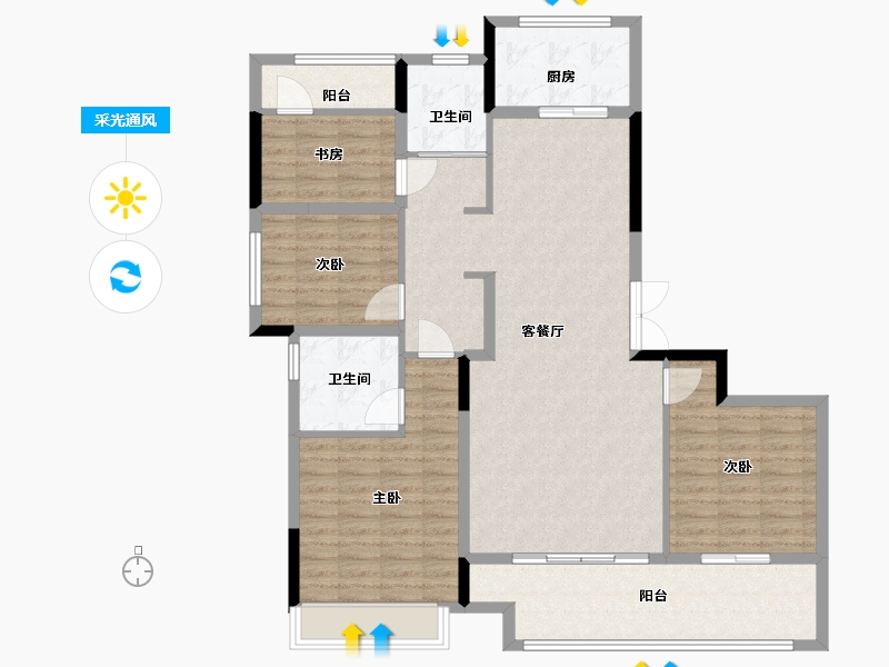 安徽省-合肥市-绿城招商诚园-120.00-户型库-采光通风