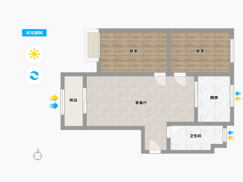 天津-天津市-桥园里小区-68.00-户型库-采光通风