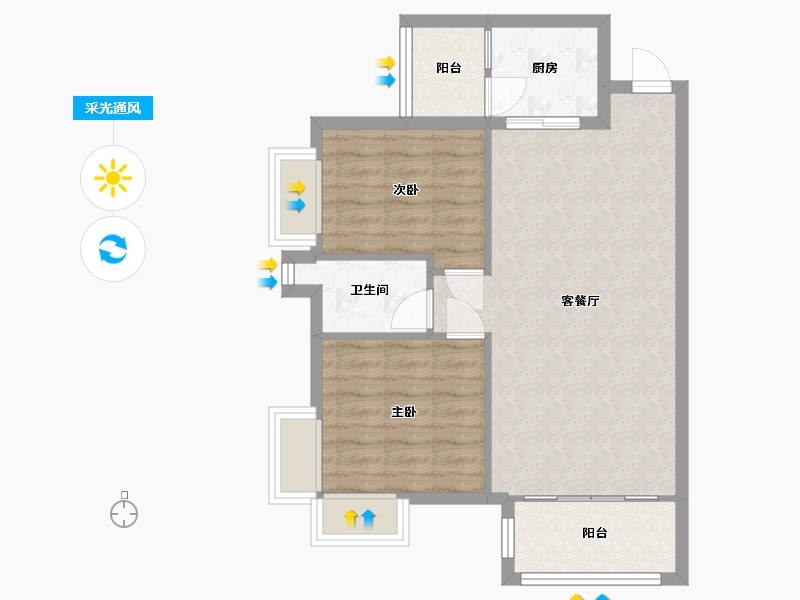 广东省-珠海市-珠江南湾-67.29-户型库-采光通风