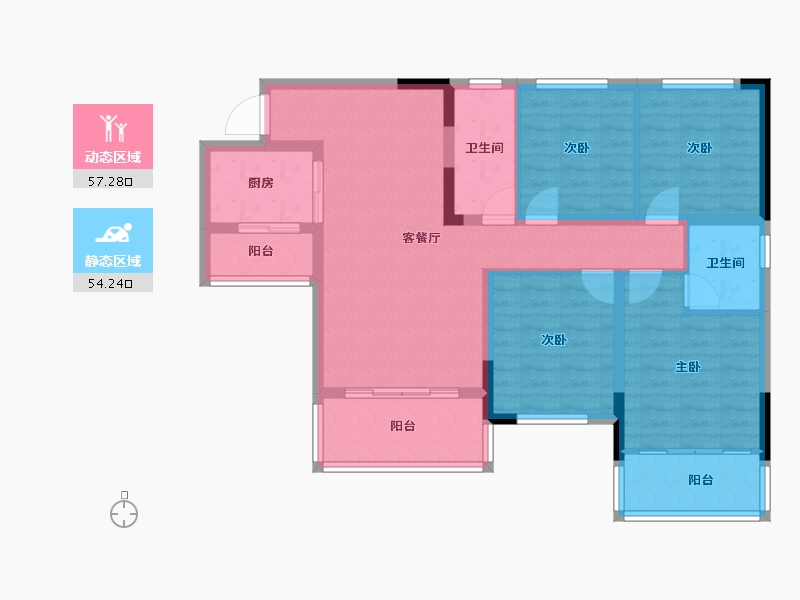 四川省-宜宾市-鑫洋·央玺-99.43-户型库-动静分区