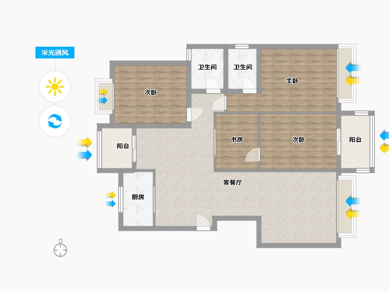 河南省-南阳市-卧龙官邸-125.00-户型库-采光通风