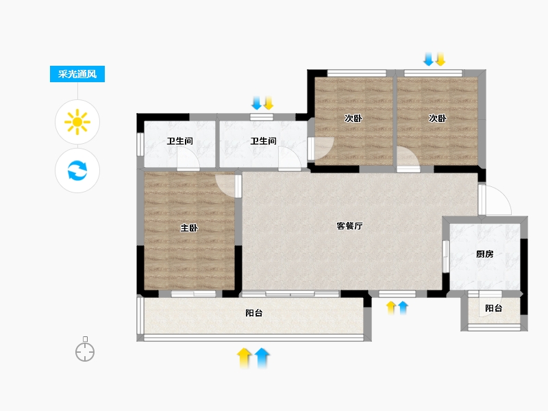 四川省-成都市-华建锦院-85.78-户型库-采光通风