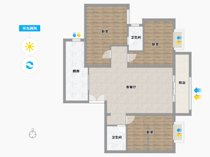 海南省-海口市-时代城-112.00-户型库-采光通风