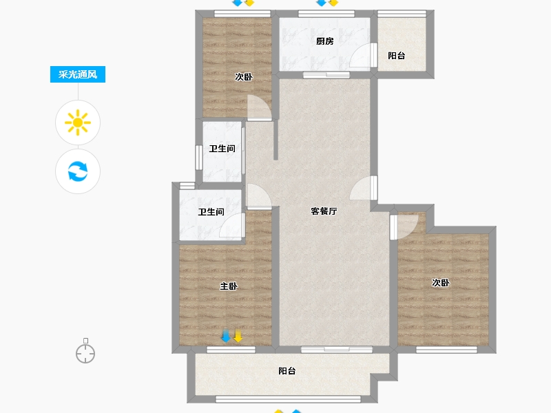 安徽省-阜阳市-意禾天玺-96.00-户型库-采光通风