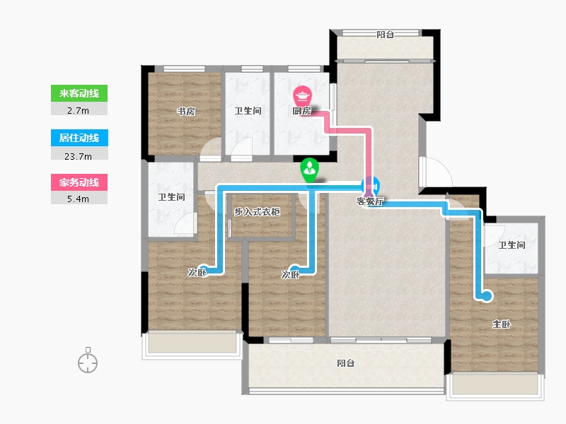 浙江省-杭州市-滨汇府-132.00-户型库-动静线