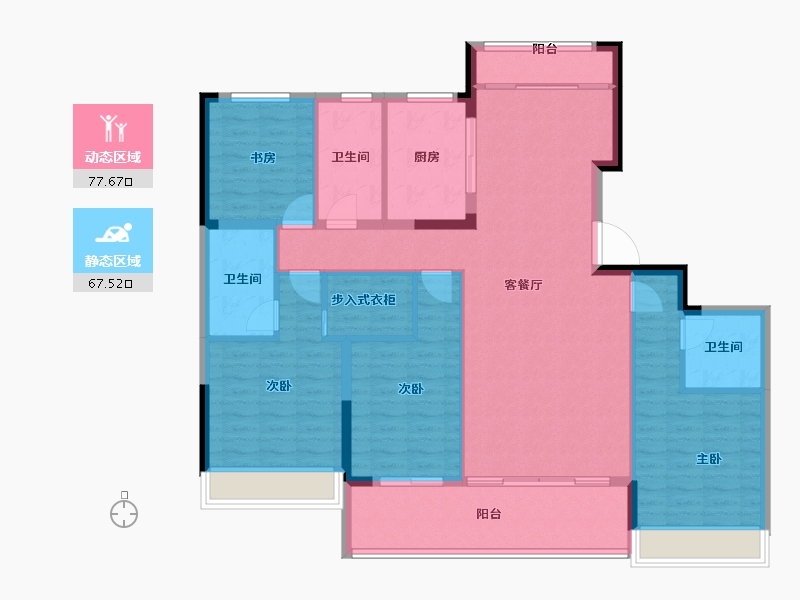 浙江省-杭州市-滨汇府-132.00-户型库-动静分区