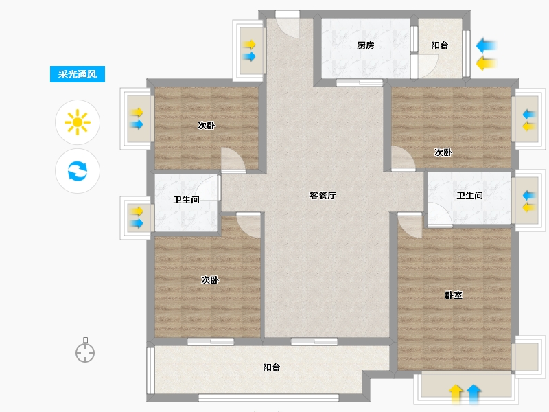 广东省-湛江市-保利原嘉花园-116.70-户型库-采光通风