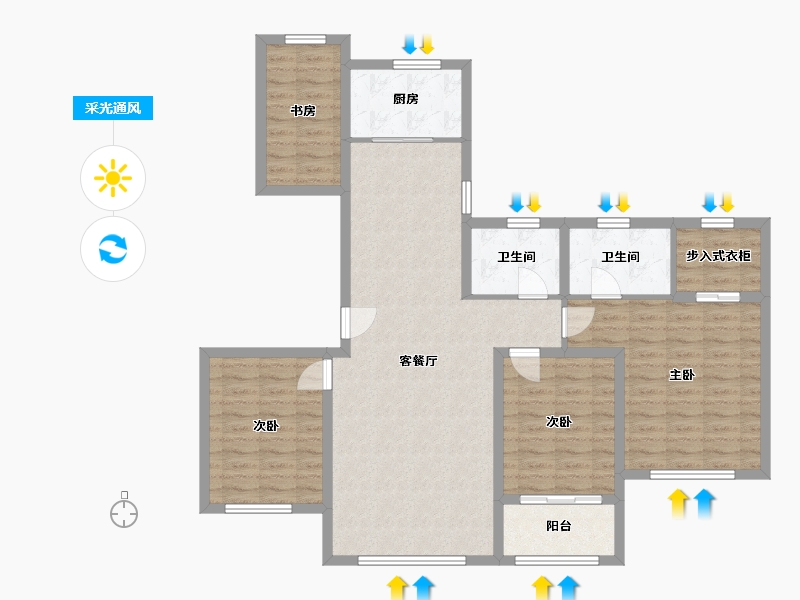 河北省-衡水市-孔雀城-111.20-户型库-采光通风