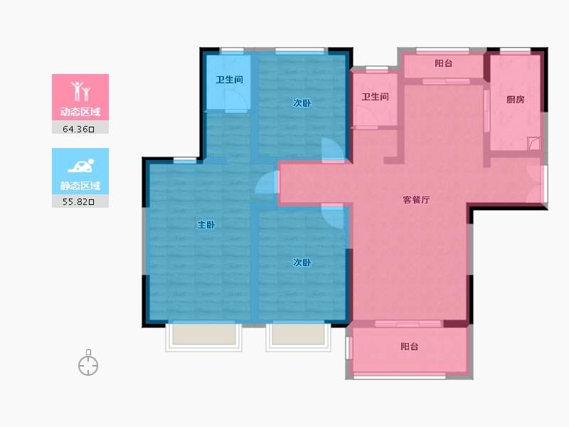 安徽省-合肥市-城西桥家园-96.00-户型库-动静分区