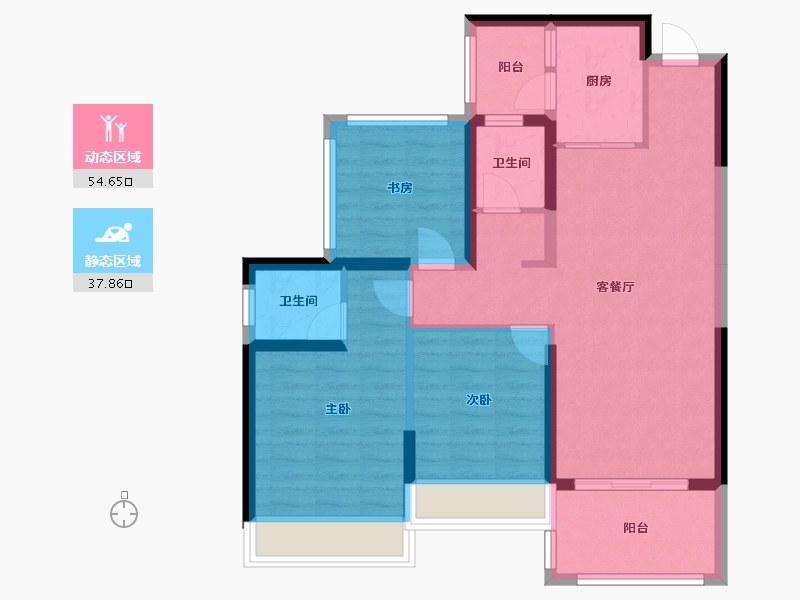 广西壮族自治区-崇左市-南湖三千院-90.26-户型库-动静分区