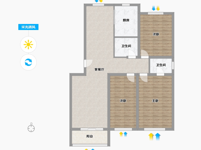 河北省-廊坊市-郦湖小区-112.00-户型库-采光通风