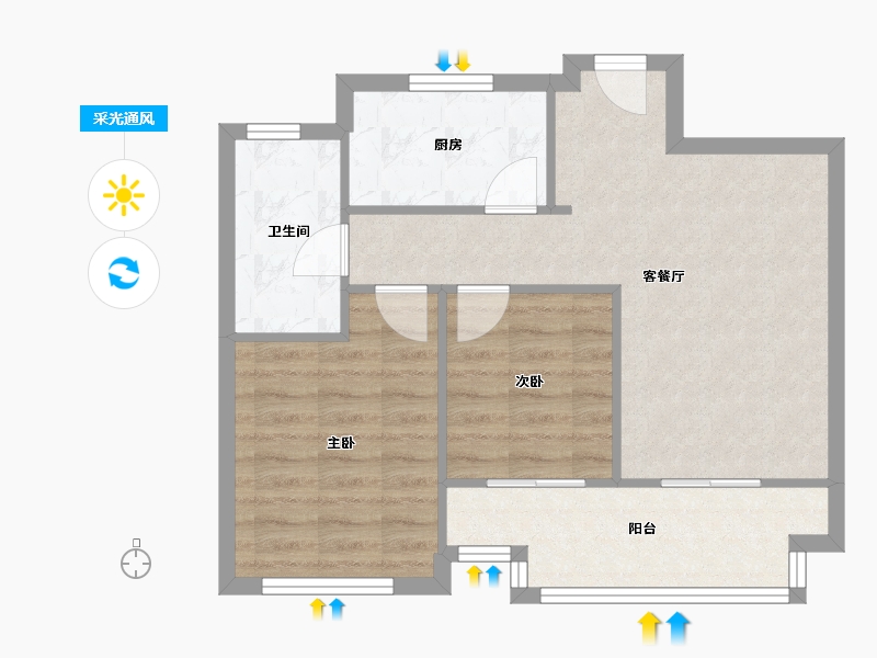 浙江省-温州市-瓯屿名邸-64.72-户型库-采光通风