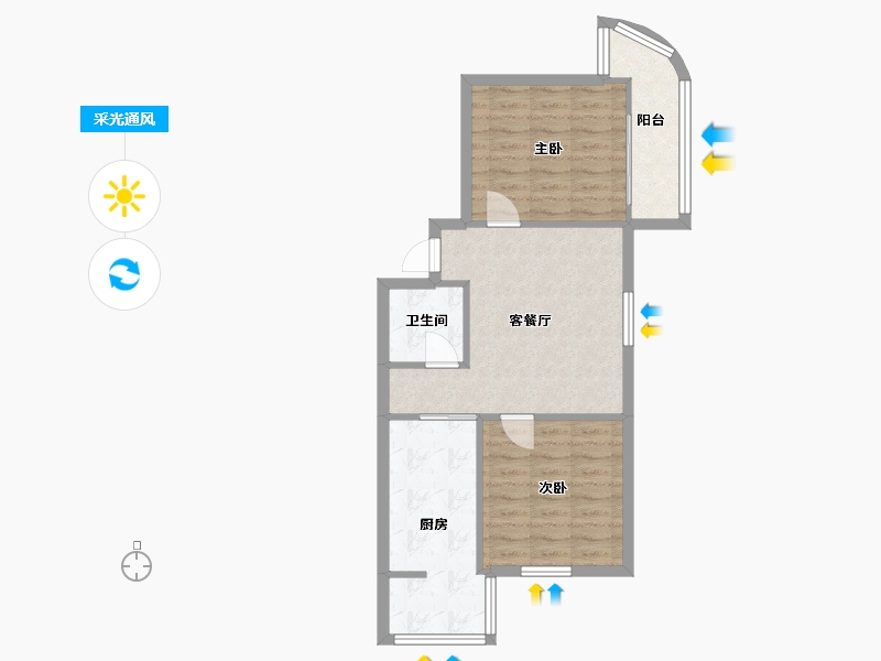 陕西省-西安市-西延路生活小区-60.00-户型库-采光通风