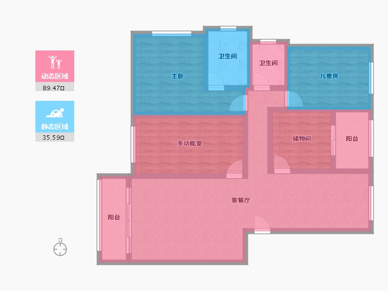 云南省-玉溪市-同心小区-107.41-户型库-动静分区